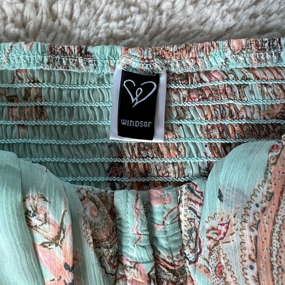 Romantic Floral Corset Top Ruched Puff Sleeve Paisley M Doll Cute Pastel Retro - Picture 5 of 9